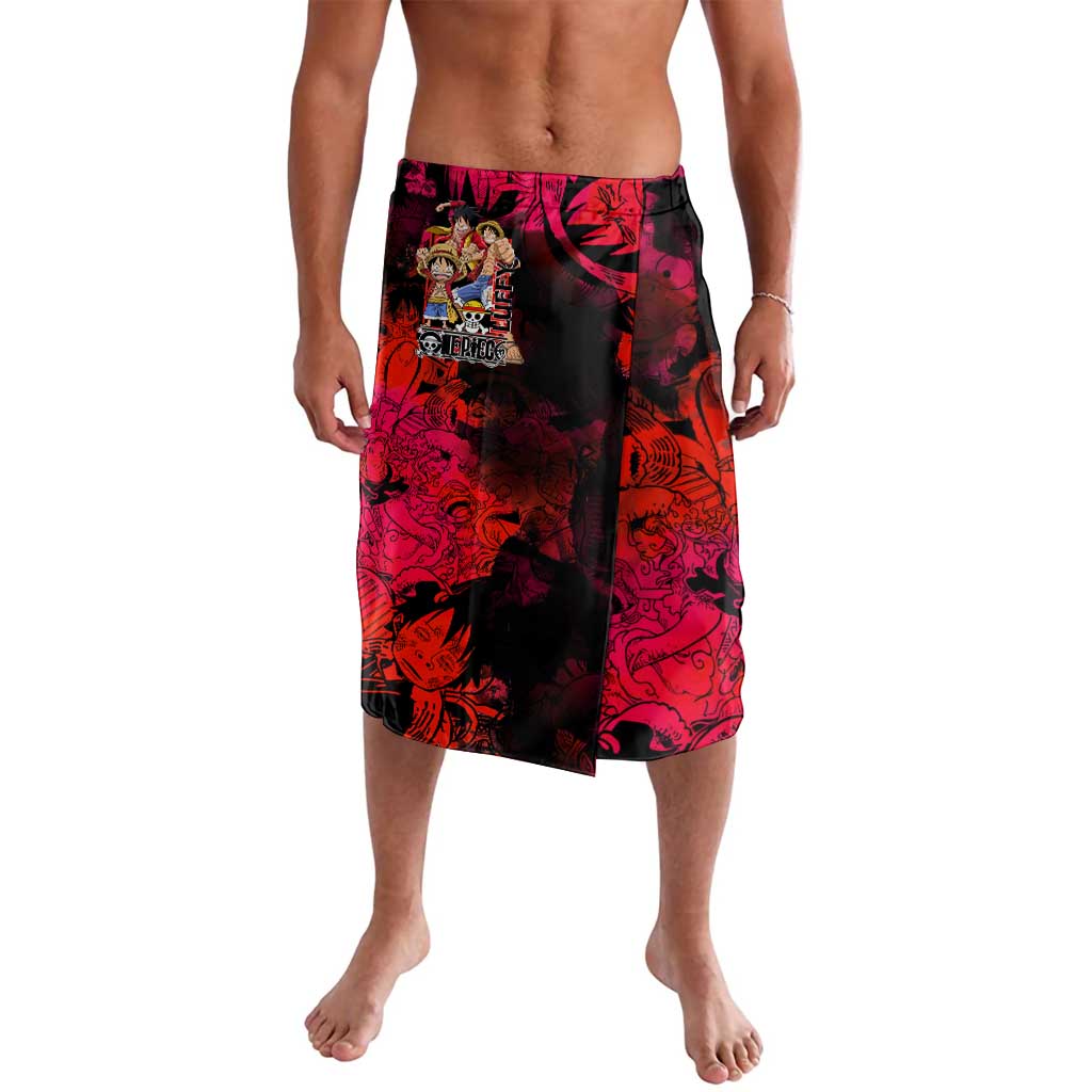 Luffy One Piece Red Theme Lavalava with Straw Hat Crew and Gear Transformation Design - The Mazicc