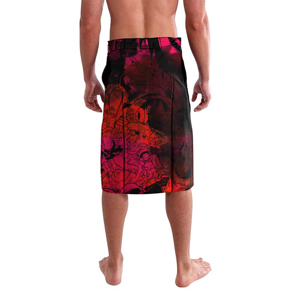 Luffy One Piece Red Theme Lavalava with Straw Hat Crew and Gear Transformation Design - The Mazicc