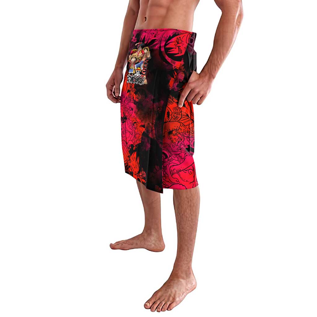 Luffy One Piece Red Theme Lavalava with Straw Hat Crew and Gear Transformation Design - The Mazicc