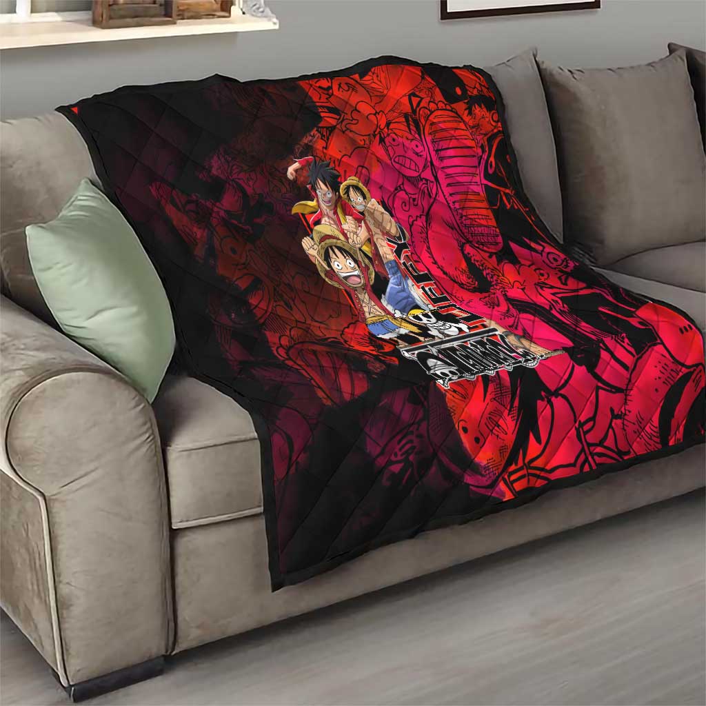 Luffy One Piece Red Theme Quilt with Straw Hat Crew and Gear Transformation Design - The Mazicc
