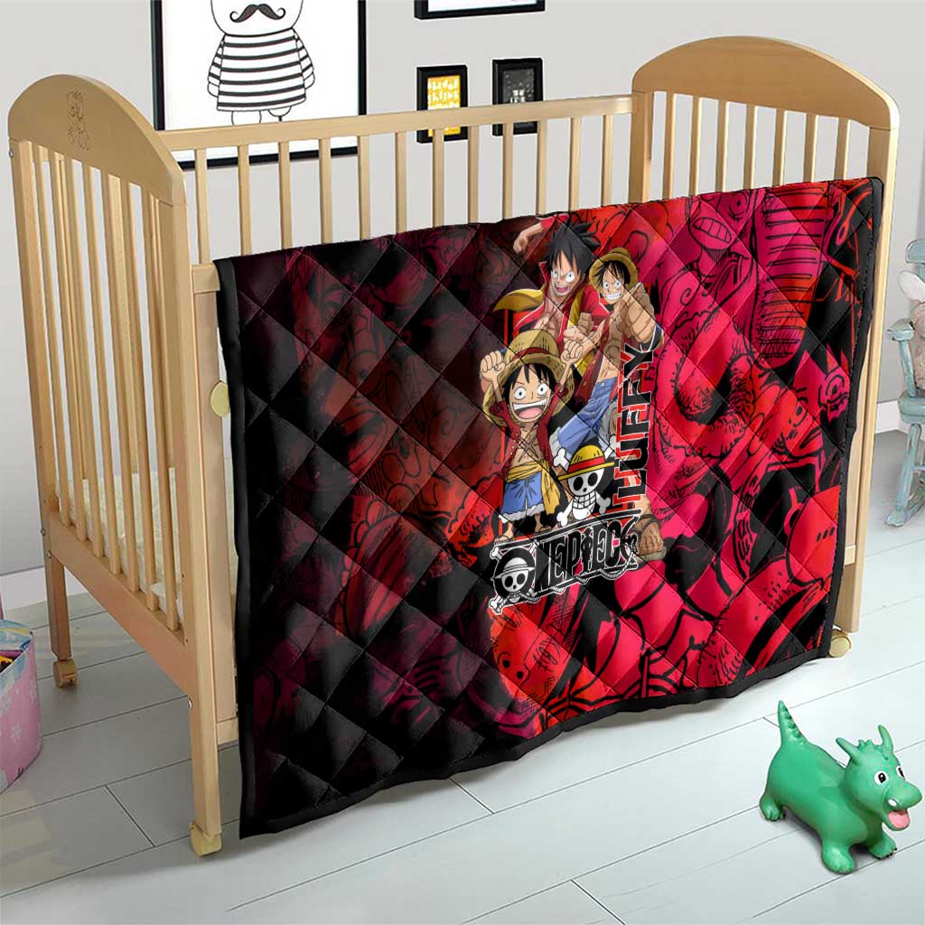 Luffy One Piece Red Theme Quilt with Straw Hat Crew and Gear Transformation Design - The Mazicc