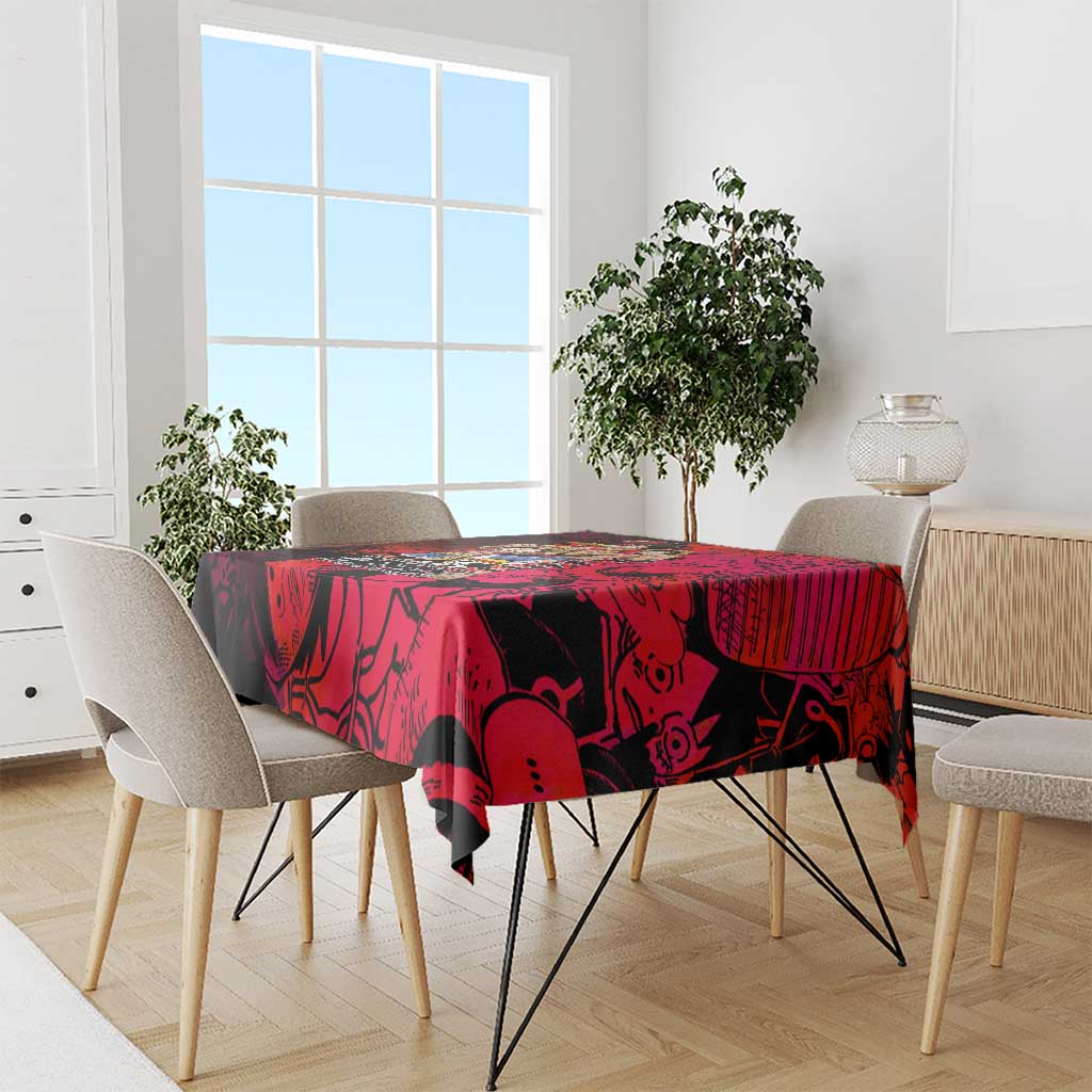 Luffy One Piece Red Theme Tablecloth with Straw Hat Crew and Gear Transformation Design - The Mazicc