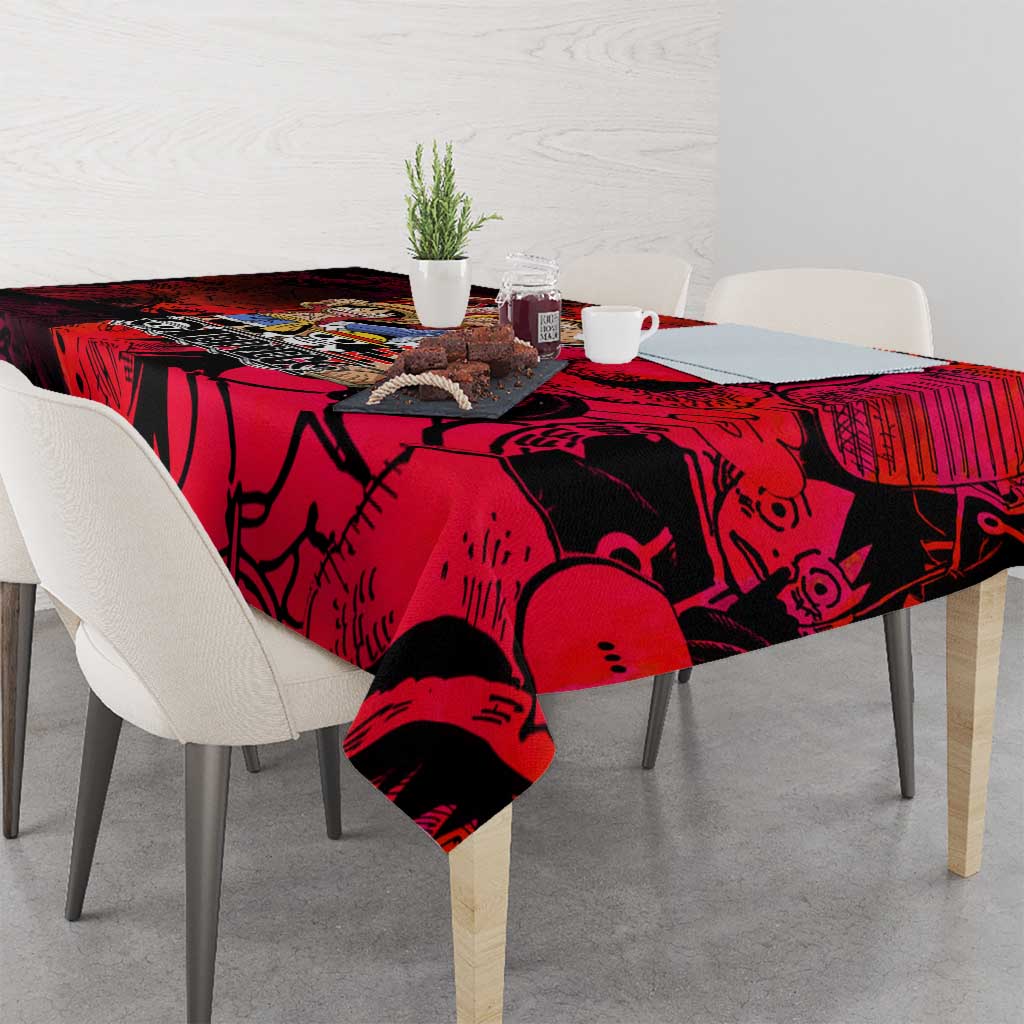 Luffy One Piece Red Theme Tablecloth with Straw Hat Crew and Gear Transformation Design - The Mazicc