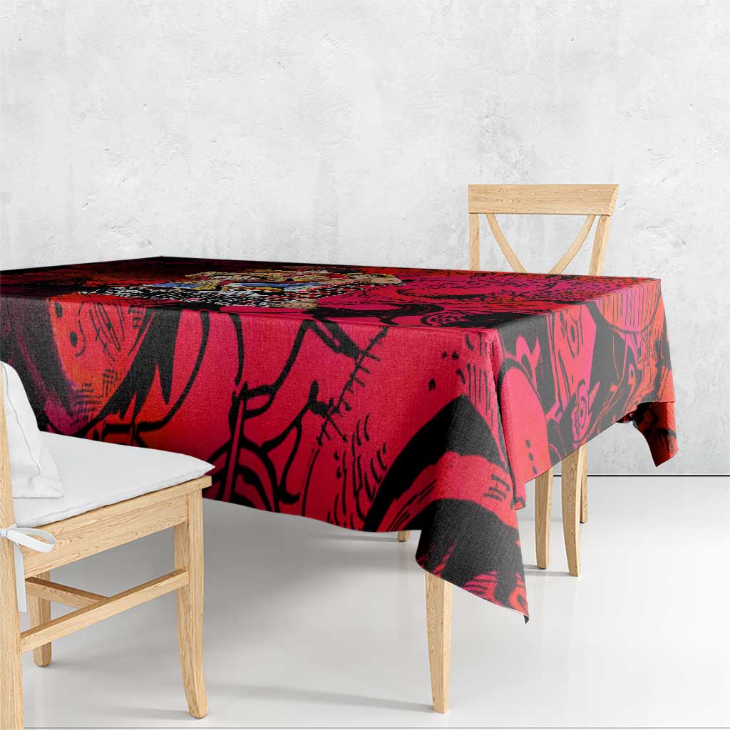 Luffy One Piece Red Theme Tablecloth with Straw Hat Crew and Gear Transformation Design - The Mazicc
