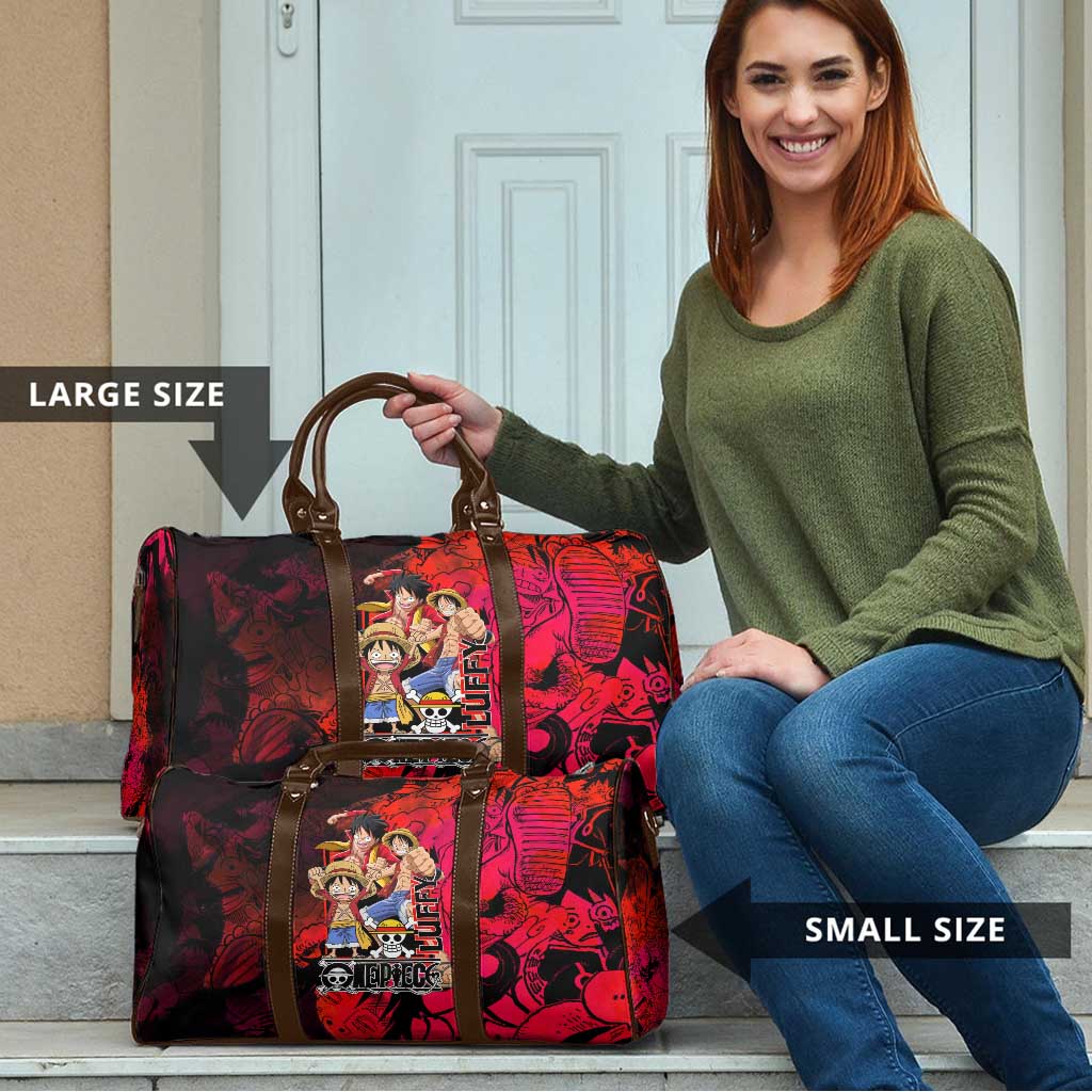 Luffy One Piece Red Theme Travel Bag with Straw Hat Crew and Gear Transformation Design - The Mazicc