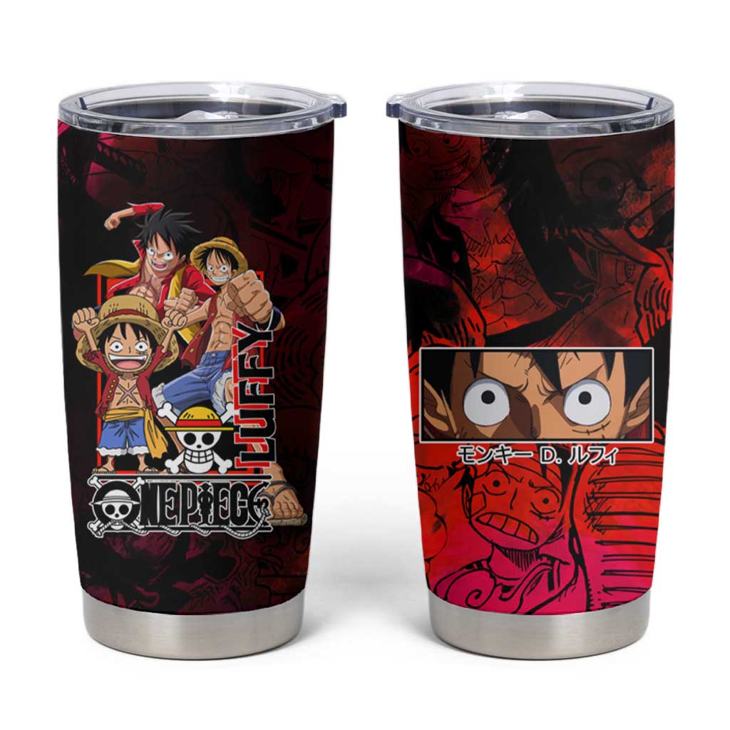 Luffy One Piece Red Theme Tumbler Cup with Straw Hat Crew and Gear Transformation Design - The Mazicc