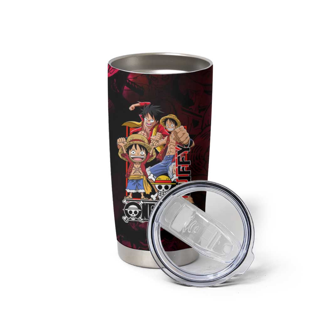 Luffy One Piece Red Theme Tumbler Cup with Straw Hat Crew and Gear Transformation Design - The Mazicc