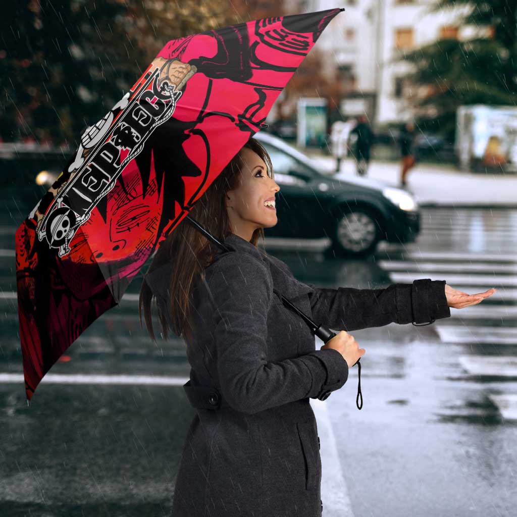 Luffy One Piece Red Theme Umbrella with Straw Hat Crew and Gear Transformation Design - The Mazicc