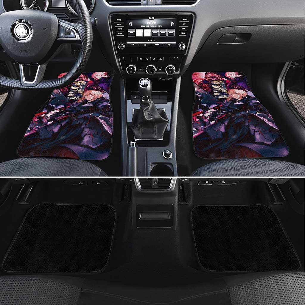 Saber Artoria Pendragon Dark Armor Theme Car Mats with Red and Purple Abstract Background Design - The Mazicc