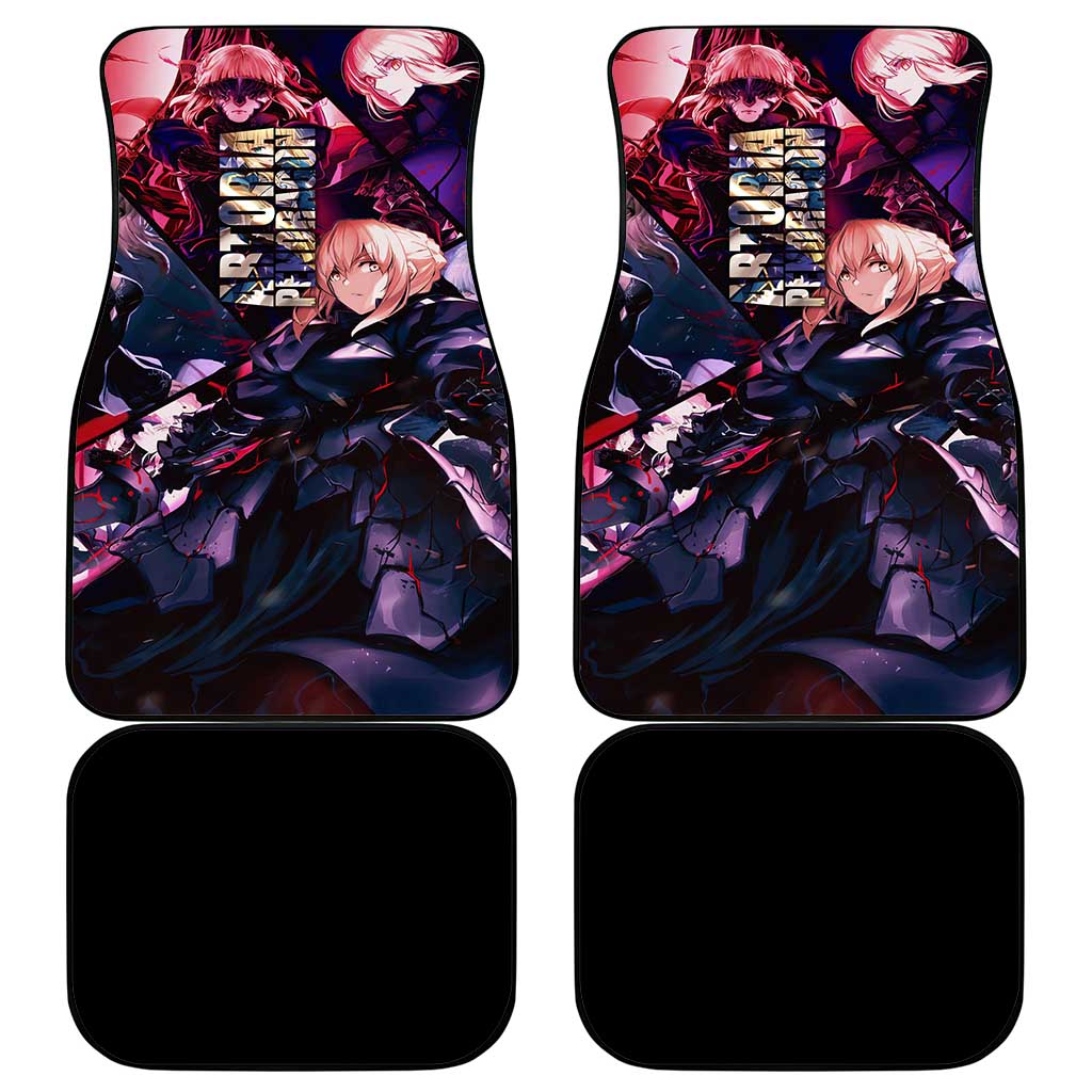Saber Artoria Pendragon Dark Armor Theme Car Mats with Red and Purple Abstract Background Design - The Mazicc