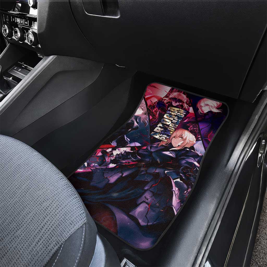 Saber Artoria Pendragon Dark Armor Theme Car Mats with Red and Purple Abstract Background Design - The Mazicc