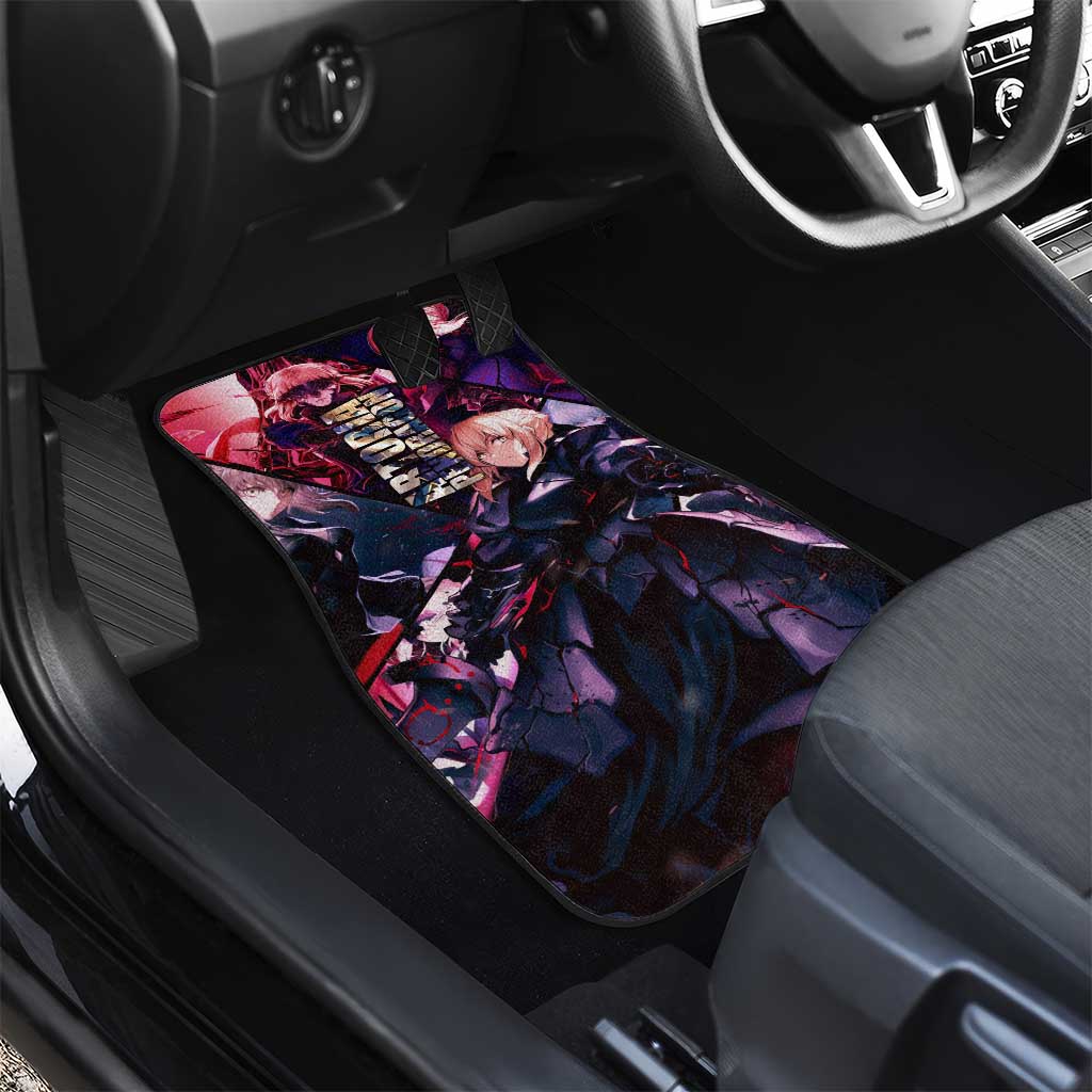 Saber Artoria Pendragon Dark Armor Theme Car Mats with Red and Purple Abstract Background Design - The Mazicc