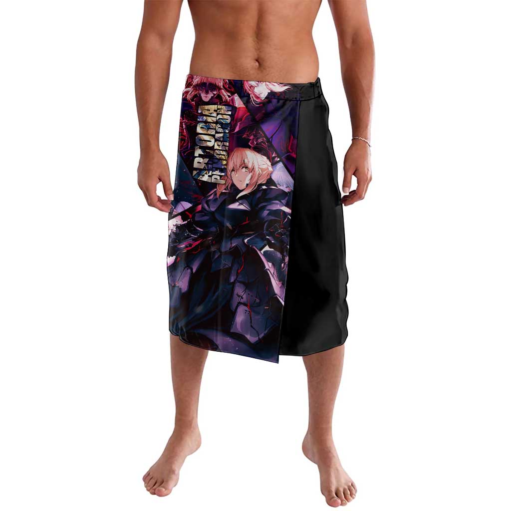 Saber Artoria Pendragon Dark Armor Theme Lavalava with Red and Purple Abstract Background Design - The Mazicc