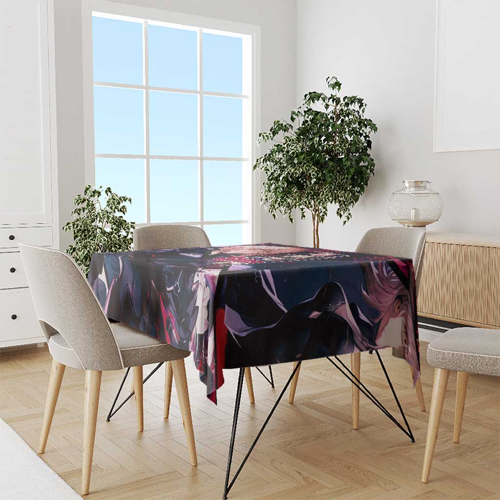 Saber Artoria Pendragon Dark Armor Theme Tablecloth with Red and Purple Abstract Background Design - The Mazicc