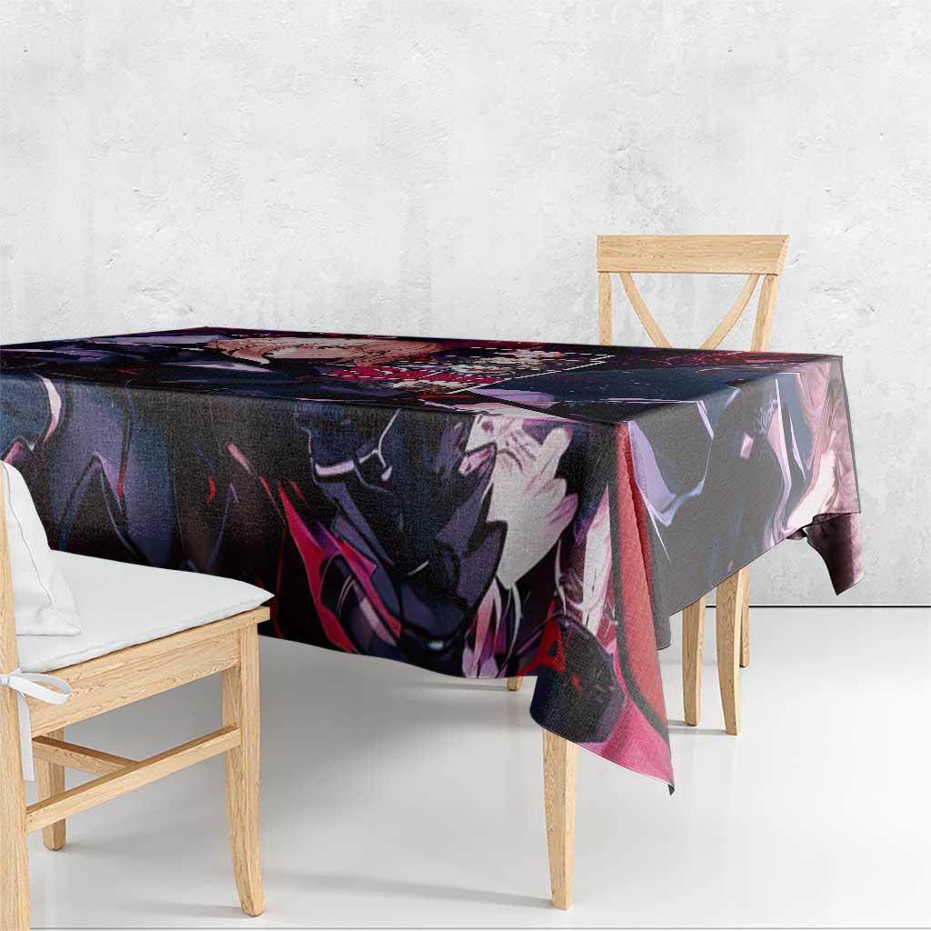 Saber Artoria Pendragon Dark Armor Theme Tablecloth with Red and Purple Abstract Background Design - The Mazicc