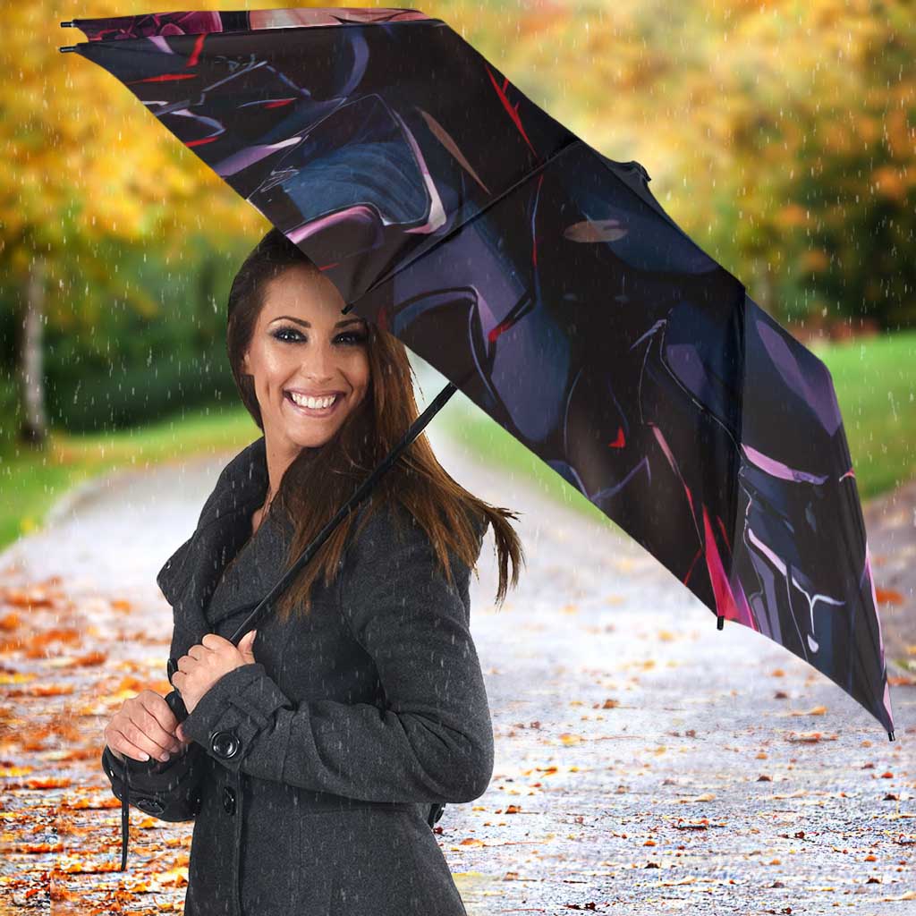 Saber Artoria Pendragon Dark Armor Theme Umbrella with Red and Purple Abstract Background Design - The Mazicc
