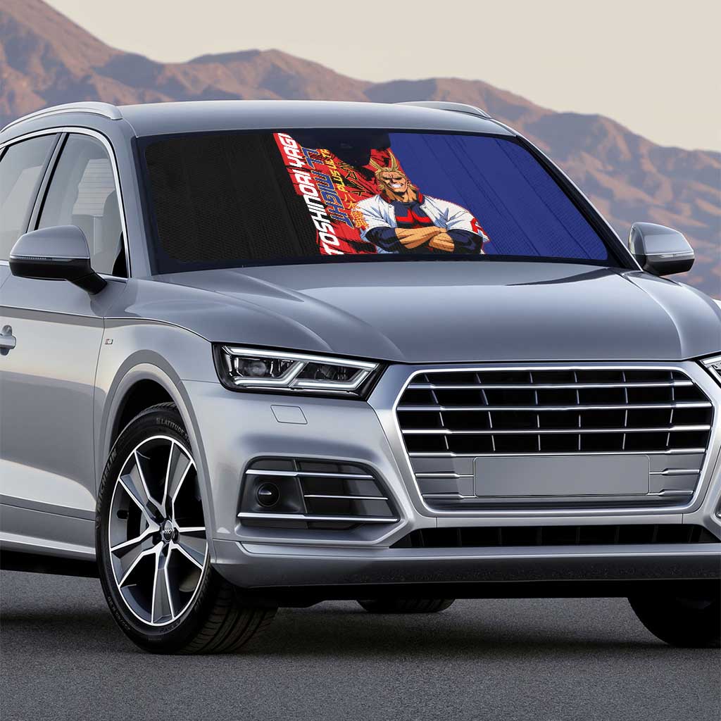 All Might My Hero Academia Auto Sun Shade Red and Blue Theme - The Mazicc
