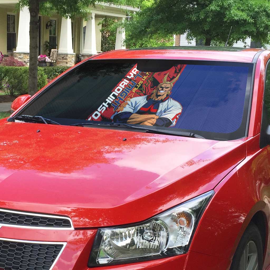 All Might My Hero Academia Auto Sun Shade Red and Blue Theme - The Mazicc