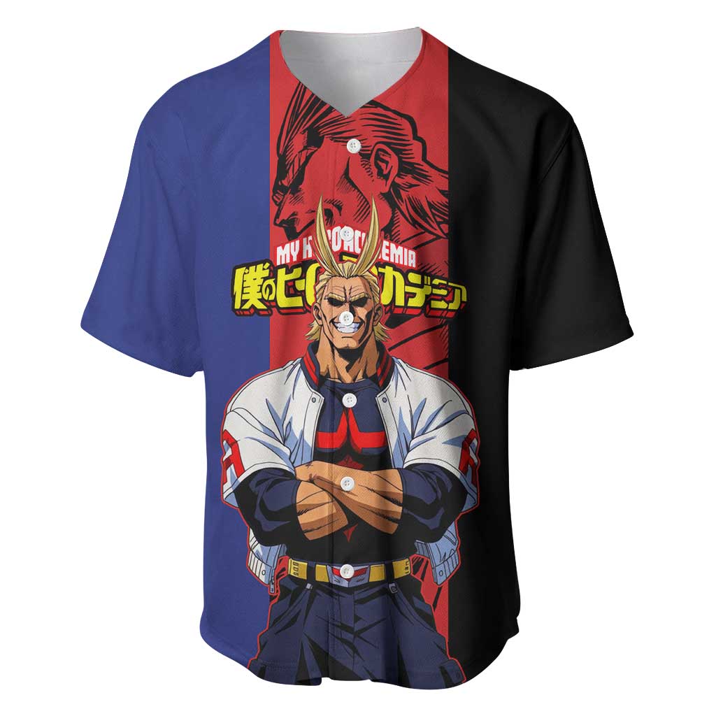 All Might My Hero Academia Baseball Jersey Red and Blue Theme - The Mazicc