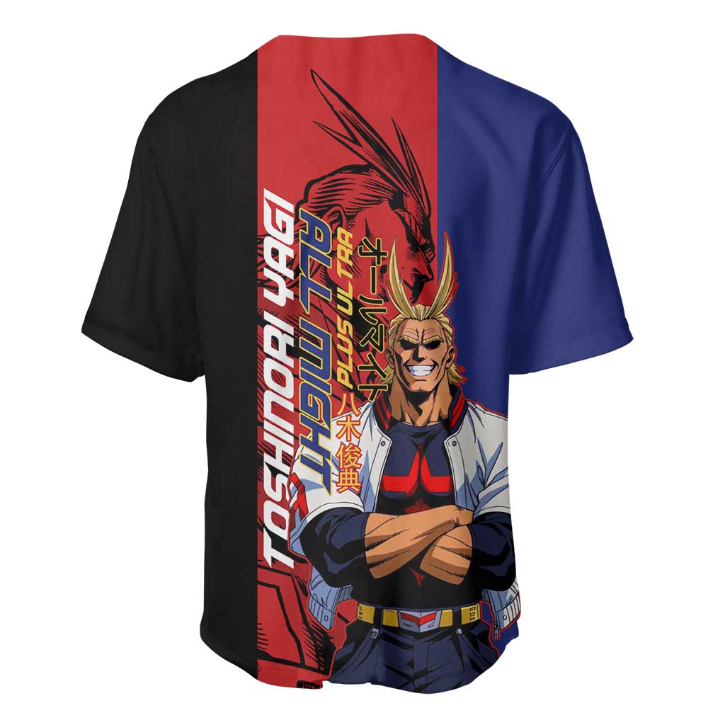 All Might My Hero Academia Baseball Jersey Red and Blue Theme - The Mazicc