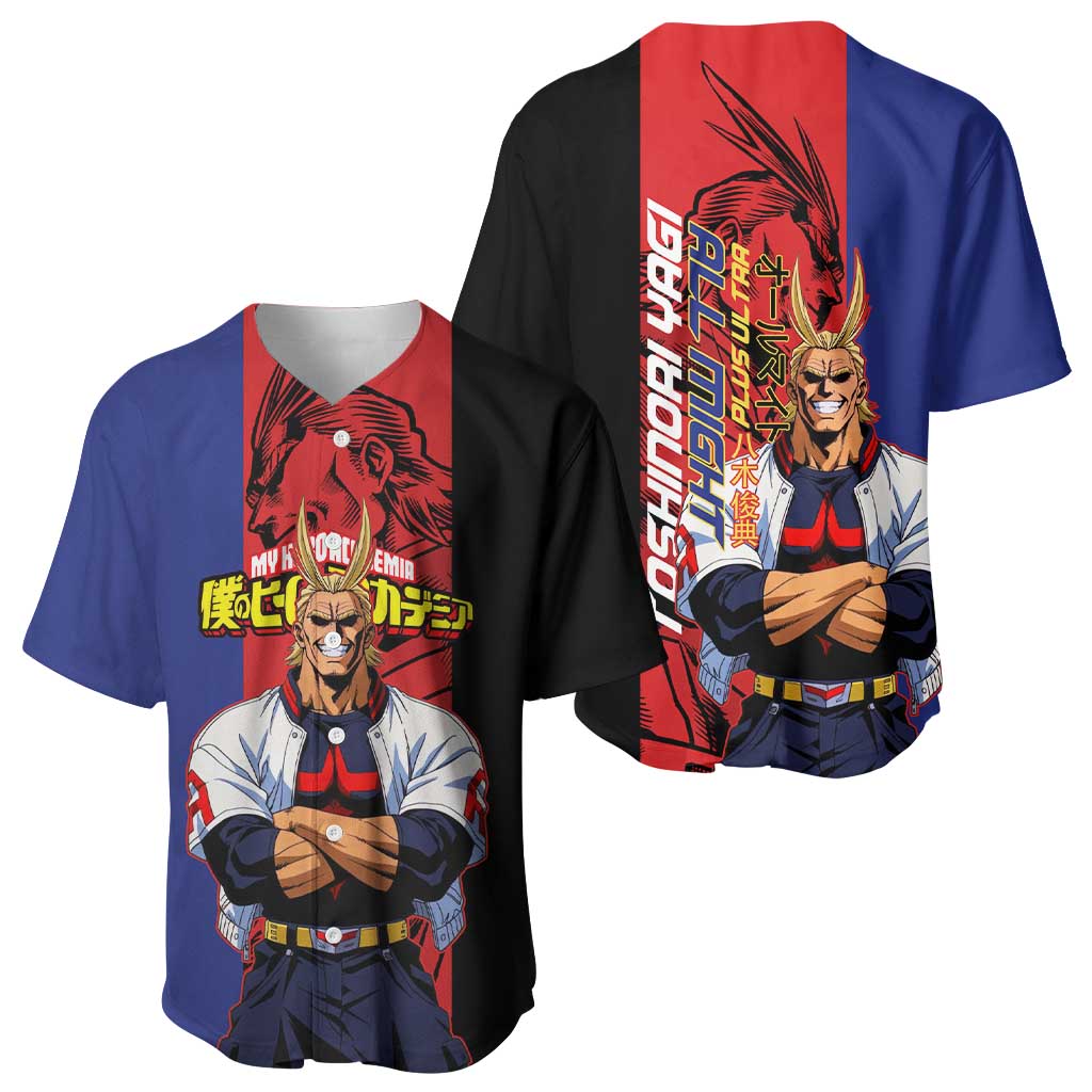 All Might My Hero Academia Baseball Jersey Red and Blue Theme - The Mazicc