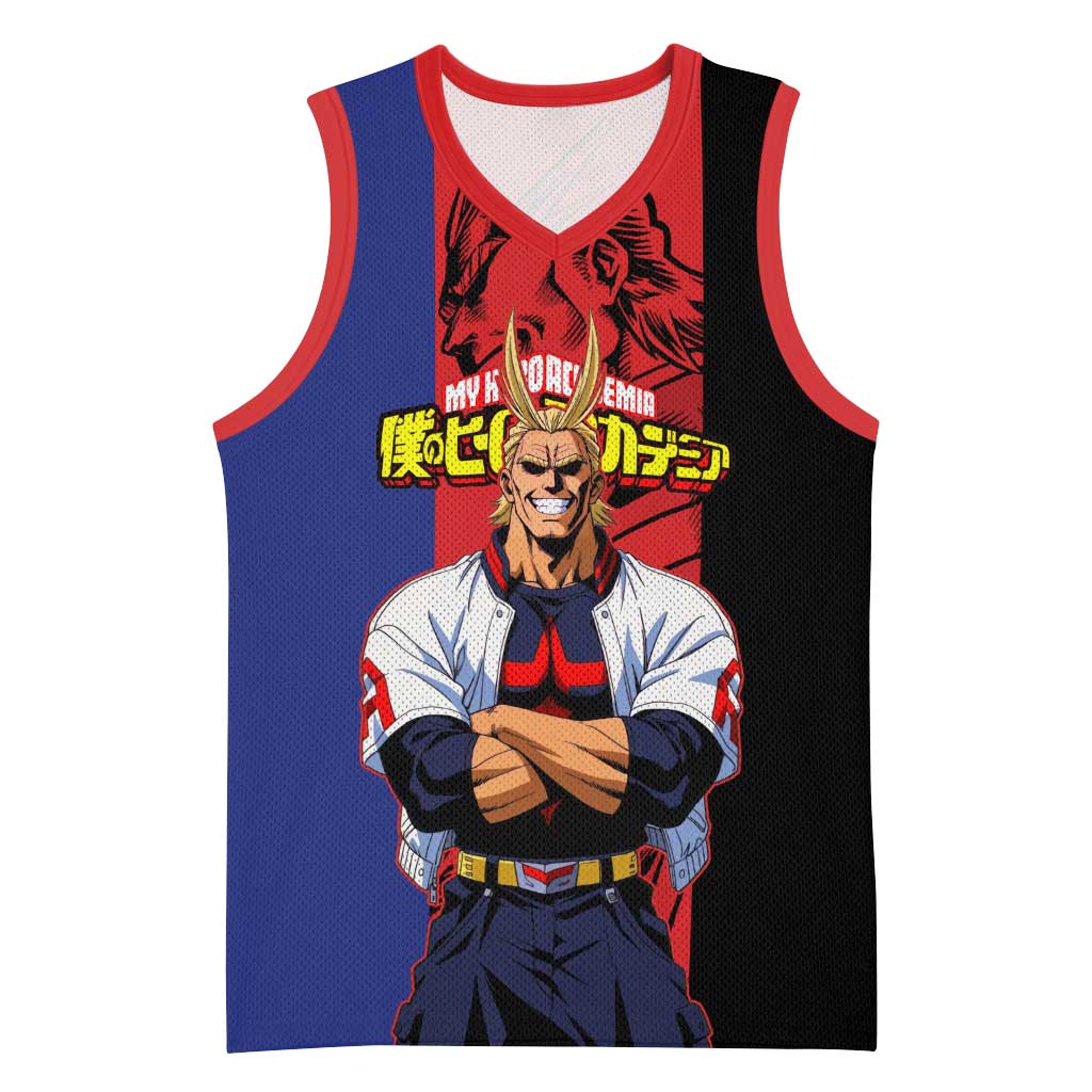 All Might My Hero Academia Basketball Jersey Red and Blue Theme - The Mazicc