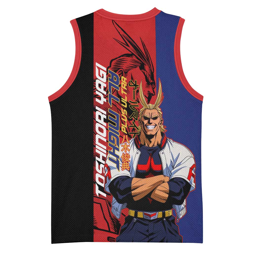 All Might My Hero Academia Basketball Jersey Red and Blue Theme - The Mazicc