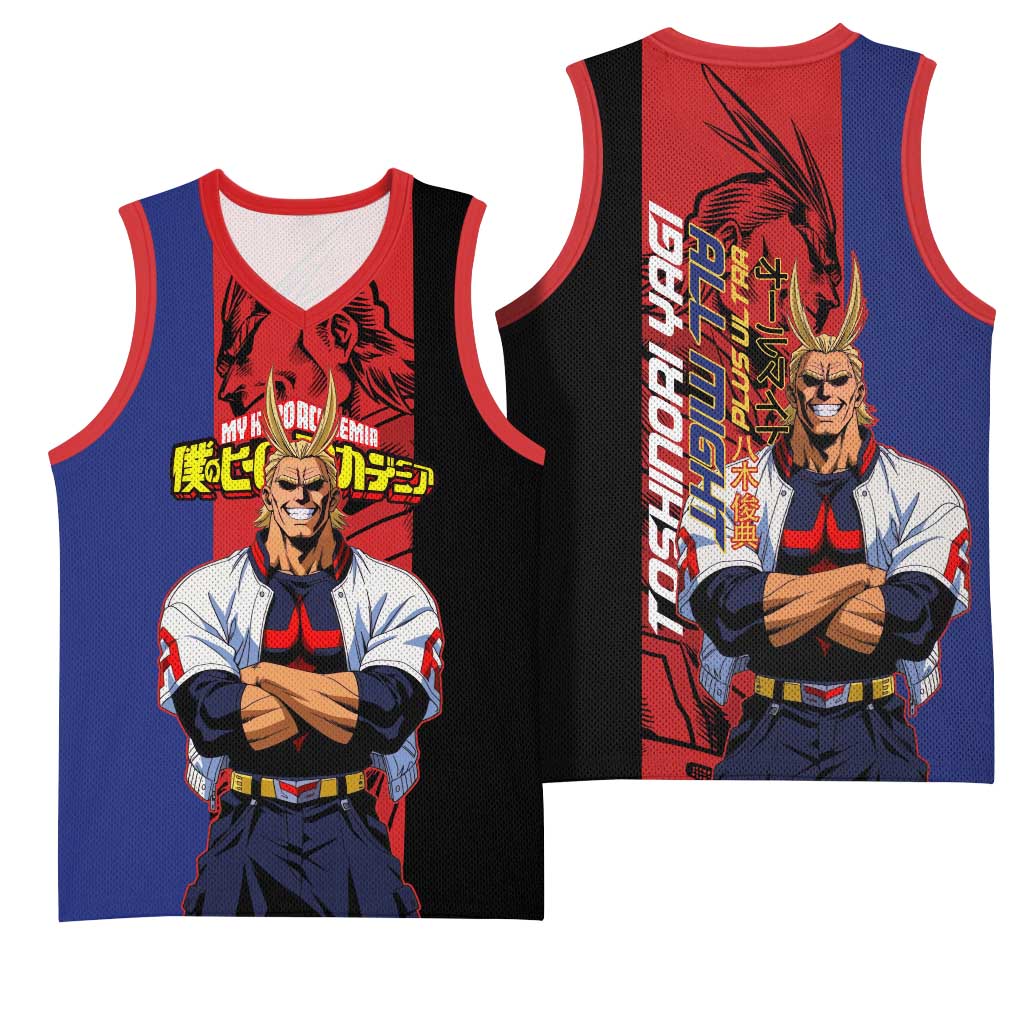 All Might My Hero Academia Basketball Jersey Red and Blue Theme - The Mazicc