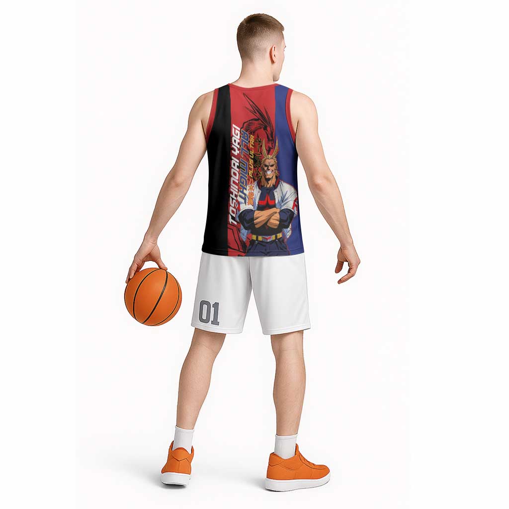 All Might My Hero Academia Basketball Jersey Red and Blue Theme - The Mazicc