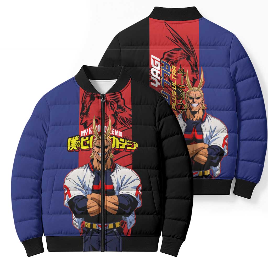 All Might My Hero Academia Bomber Puffer Jacket Red and Blue Theme - The Mazicc