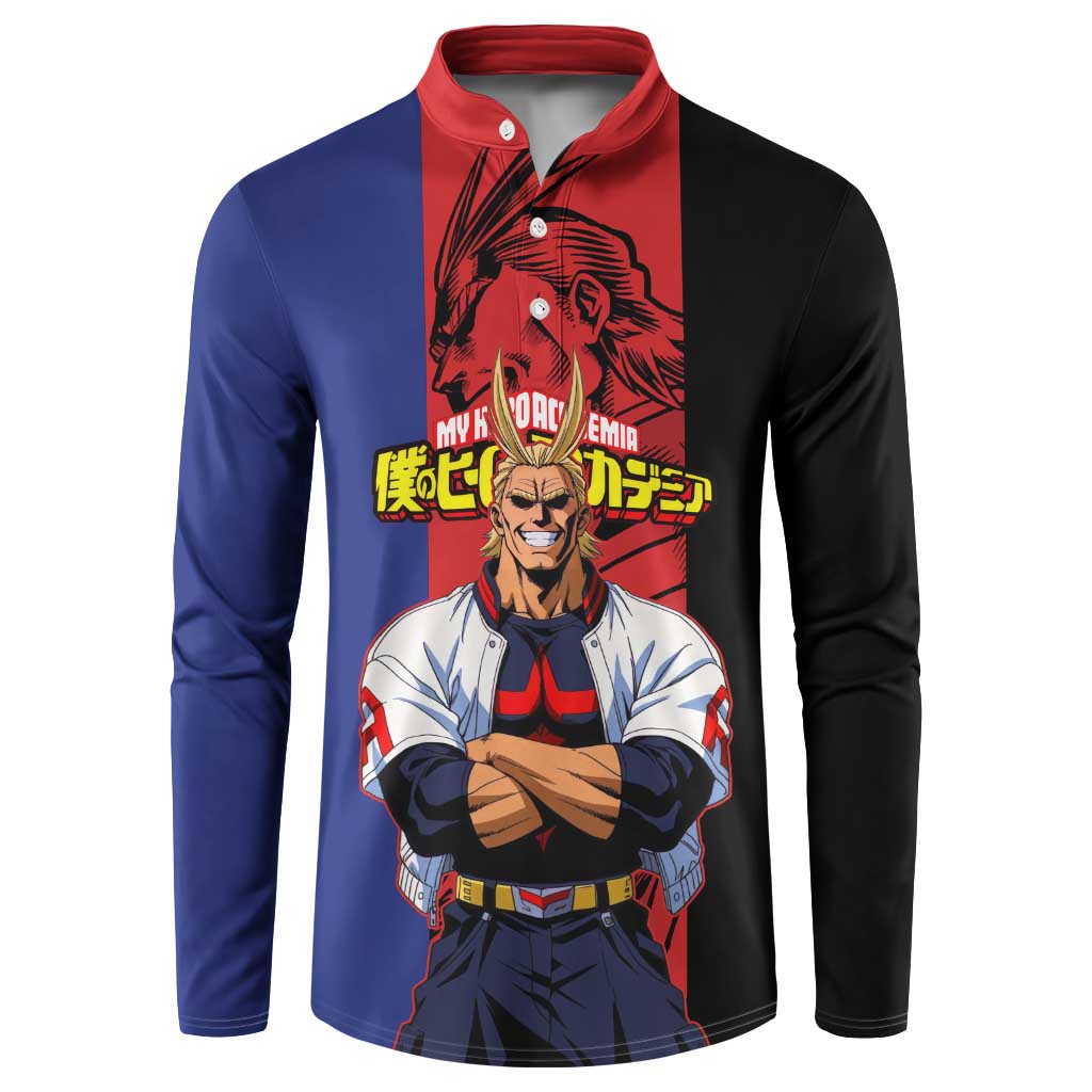 All Might My Hero Academia Button Sweatshirt Red and Blue Theme - The Mazicc