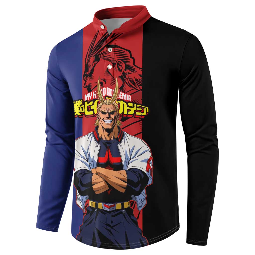 All Might My Hero Academia Button Sweatshirt Red and Blue Theme - The Mazicc