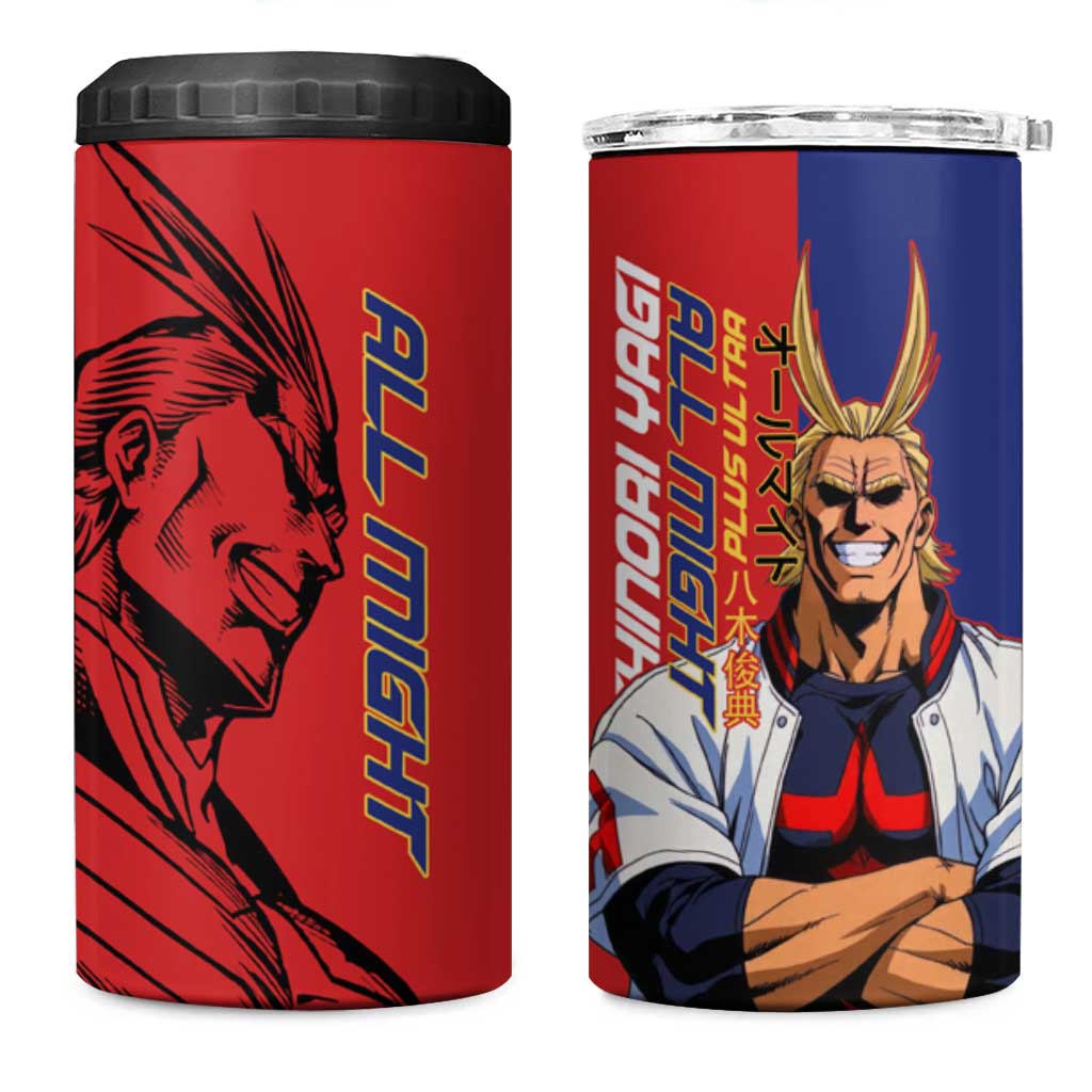 All Might My Hero Academia 4 in 1 Can Cooler Tumbler Red and Blue Theme - The Mazicc