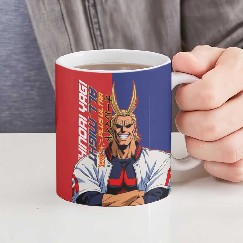 All Might My Hero Academia Ceramic Mug Red and Blue Theme - The Mazicc