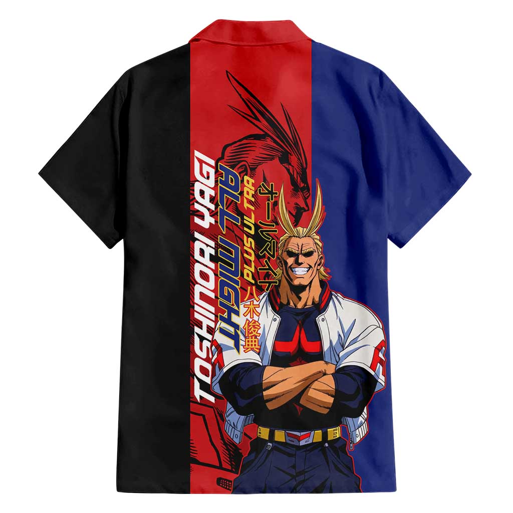 All Might My Hero Academia Family Matching Long Sleeve Bodycon Dress and Hawaiian Shirt Red and Blue Theme