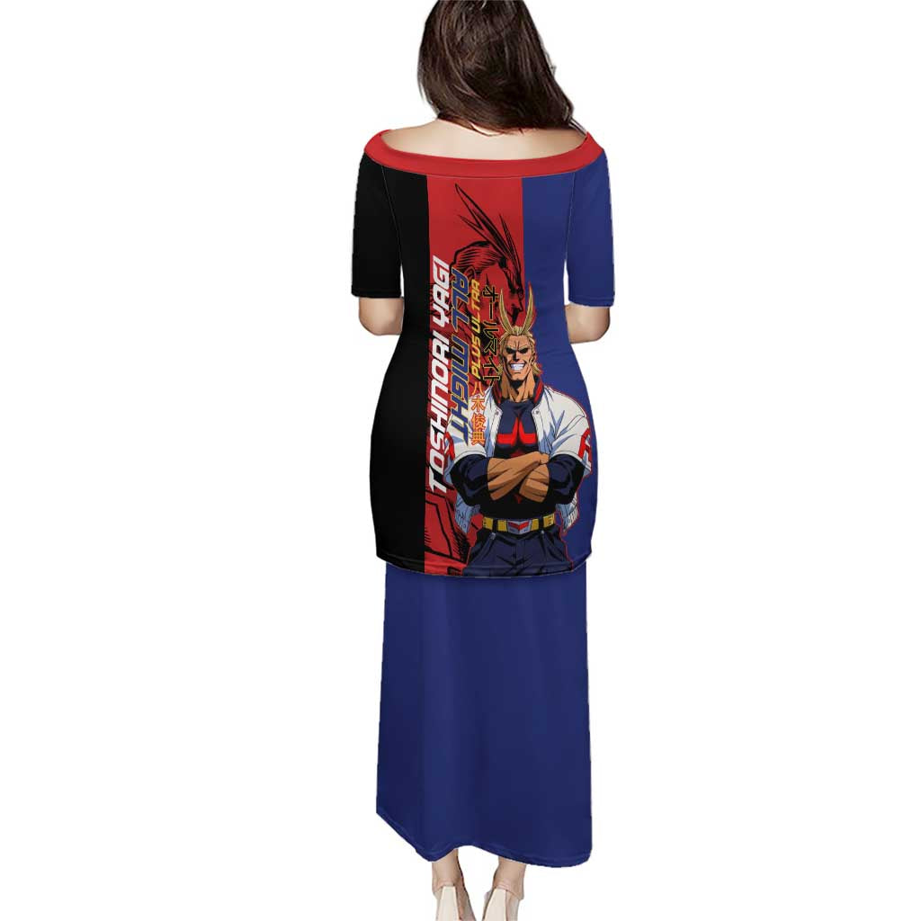 All Might My Hero Academia Family Matching Puletasi and Hawaiian Shirt Red and Blue Theme