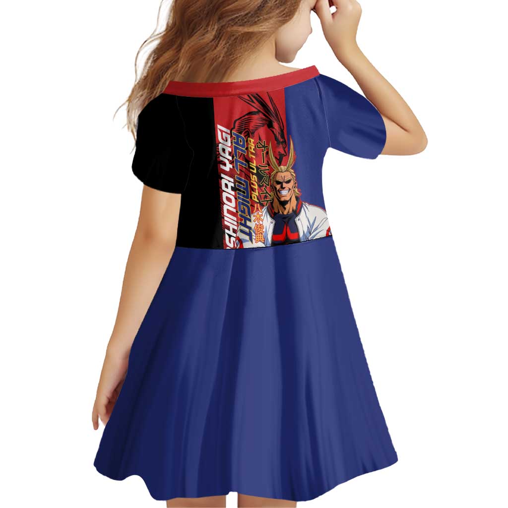 All Might My Hero Academia Family Matching Short Sleeve Bodycon Dress and Hawaiian Shirt Red and Blue Theme