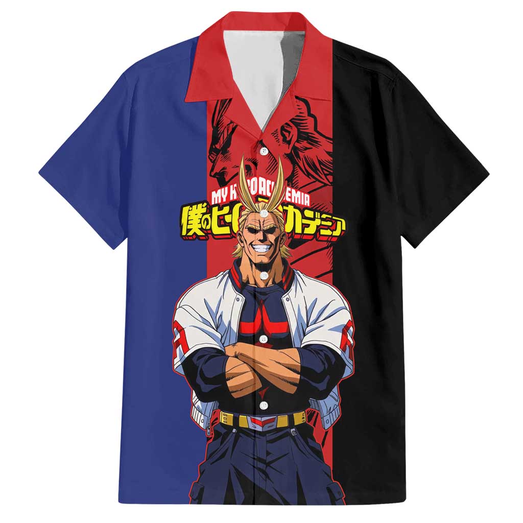 All Might My Hero Academia Hawaiian Shirt Red and Blue Theme - The Mazicc
