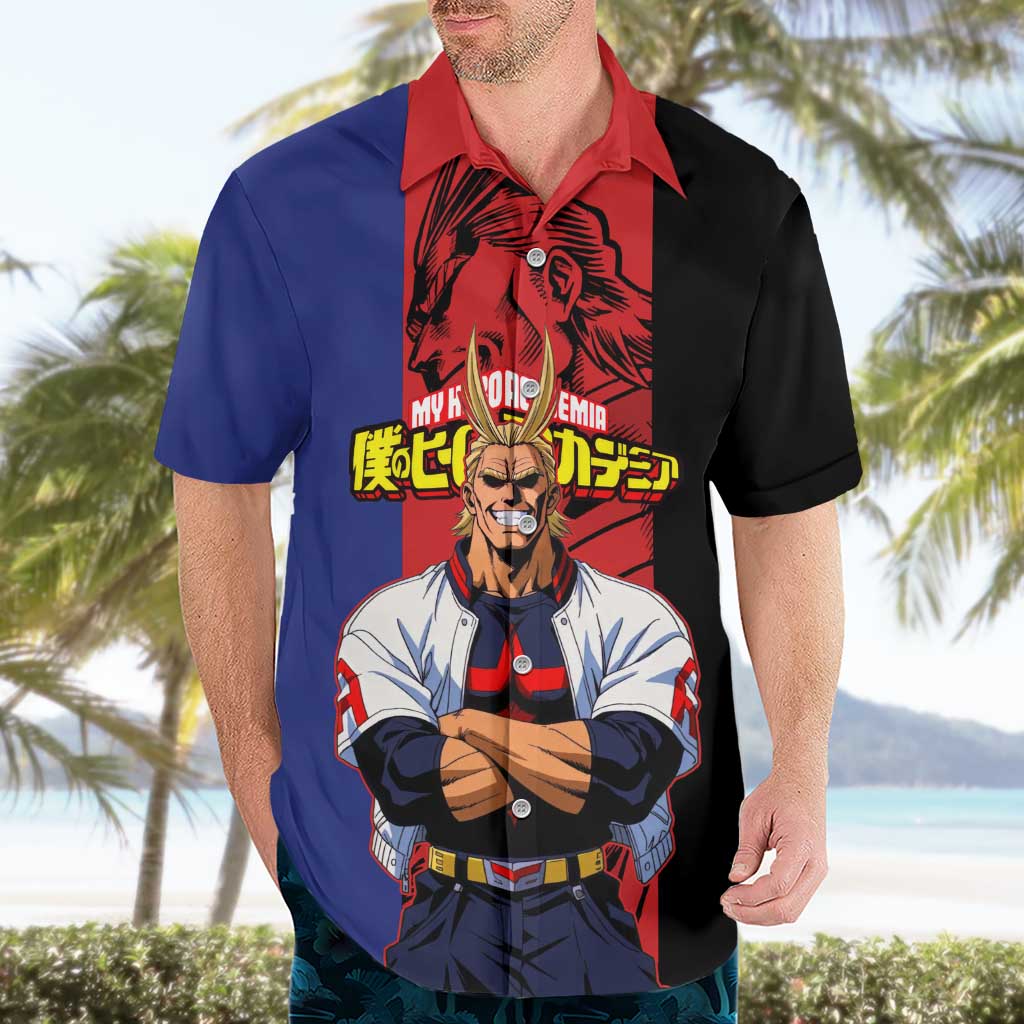 All Might My Hero Academia Hawaiian Shirt Red and Blue Theme - The Mazicc