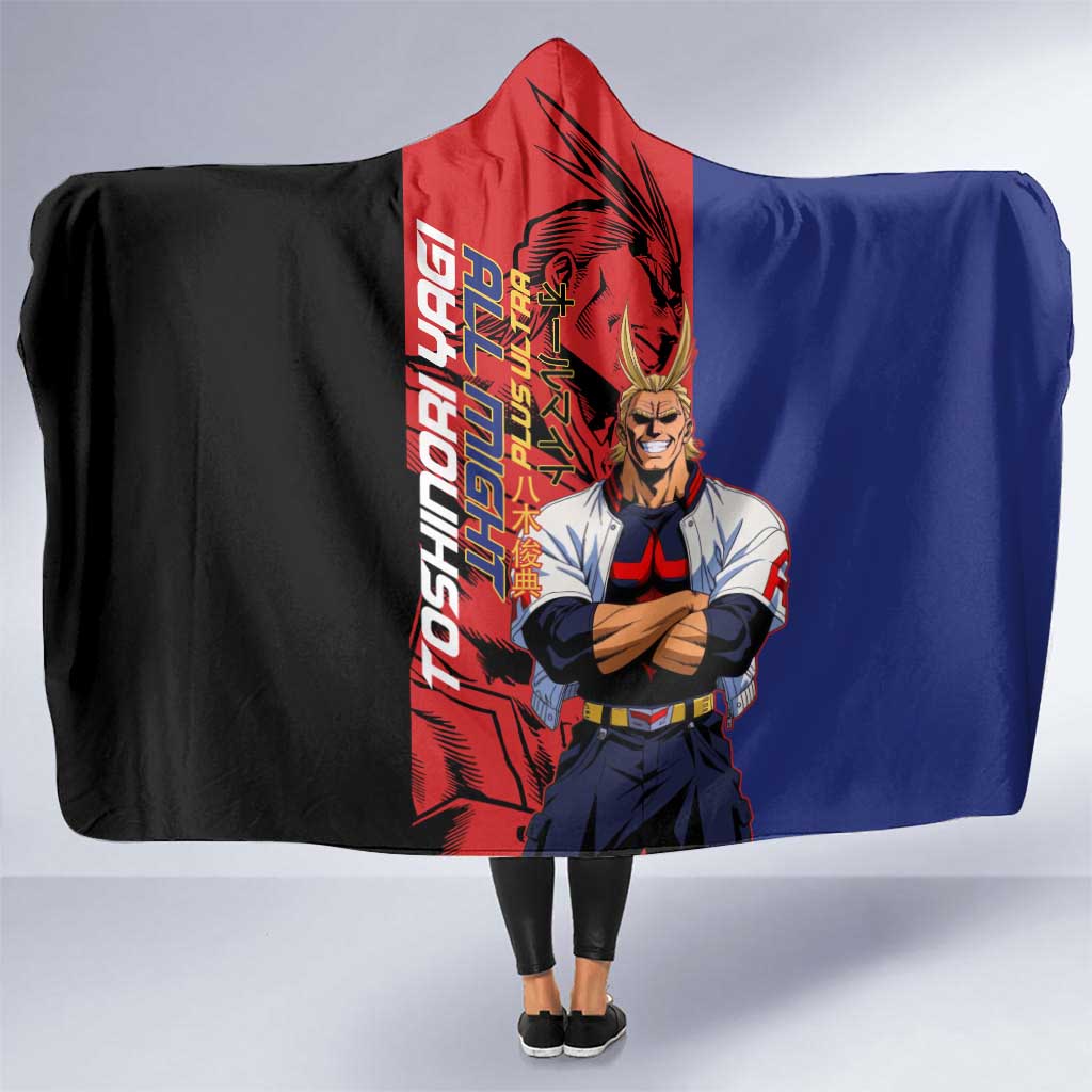 All Might My Hero Academia Hooded Blanket Red and Blue Theme - The Mazicc