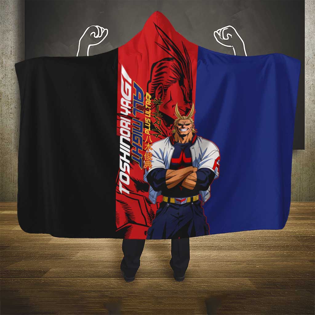 All Might My Hero Academia Hooded Blanket Red and Blue Theme - The Mazicc