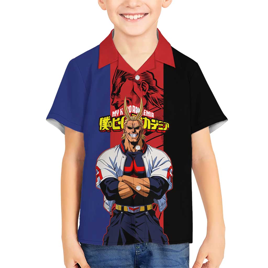All Might My Hero Academia Kid Hawaiian Shirt Red and Blue Theme - The Mazicc