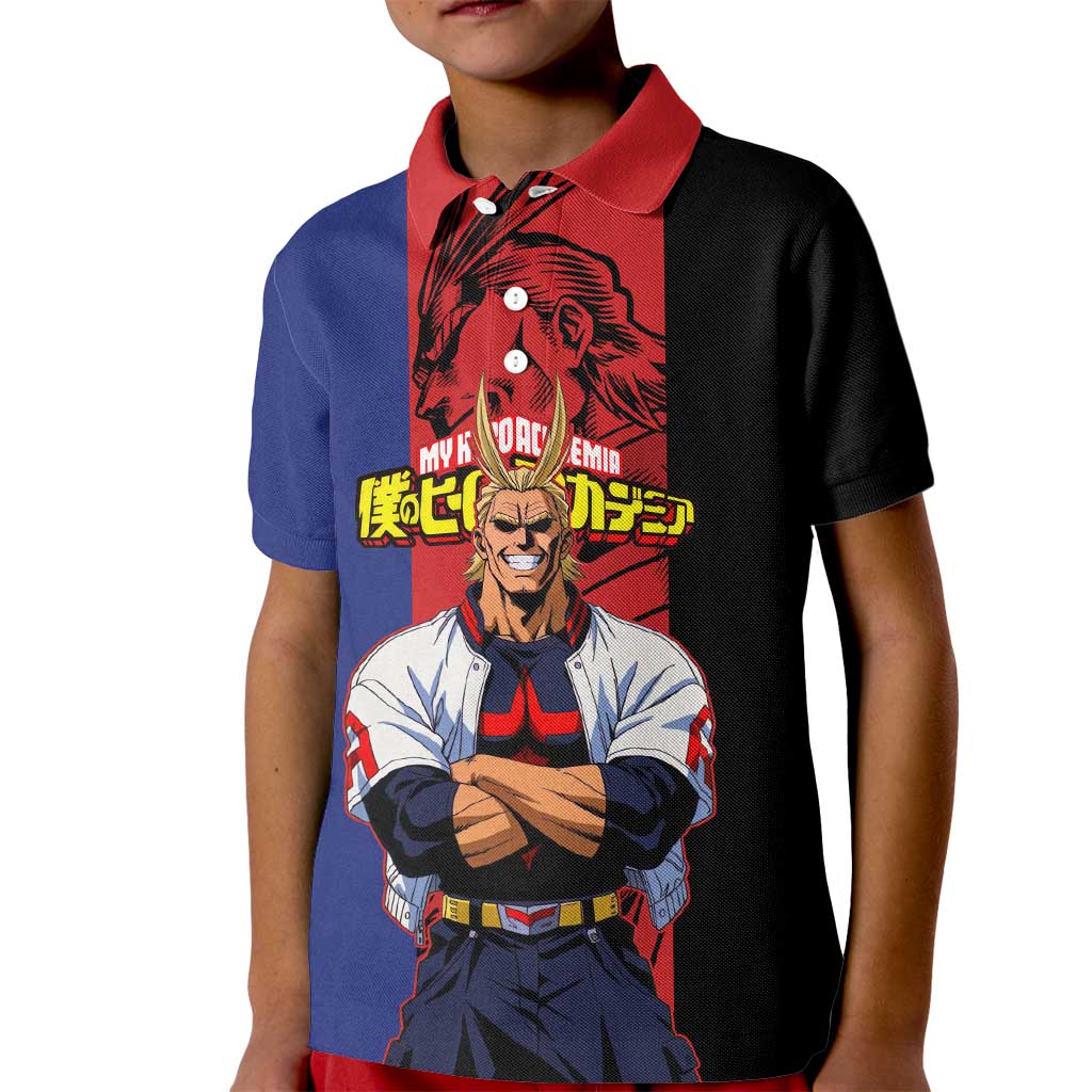 All Might My Hero Academia Kid Polo Shirt Red and Blue Theme - The Mazicc
