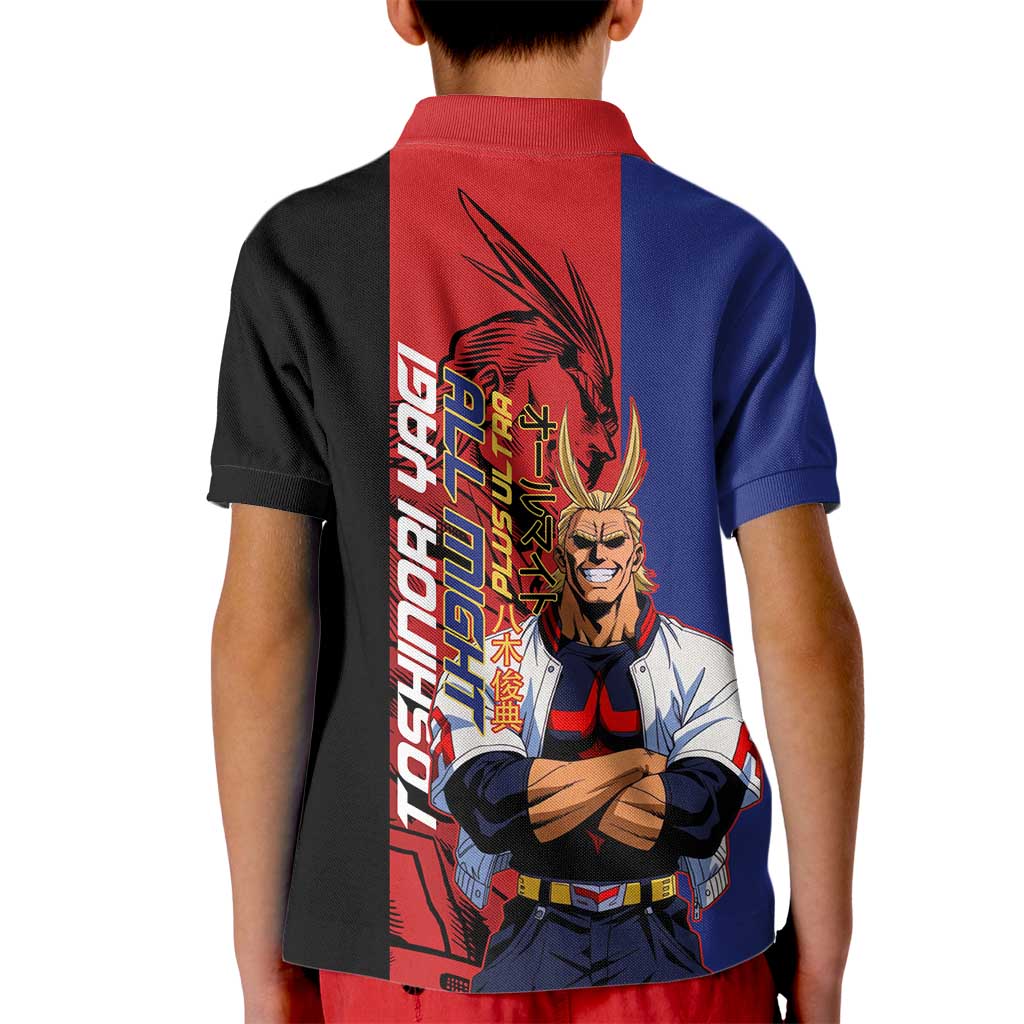 All Might My Hero Academia Kid Polo Shirt Red and Blue Theme - The Mazicc