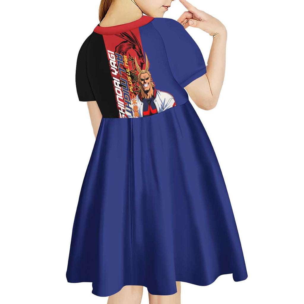 All Might My Hero Academia Kid Short Sleeve Dress Red and Blue Theme - The Mazicc