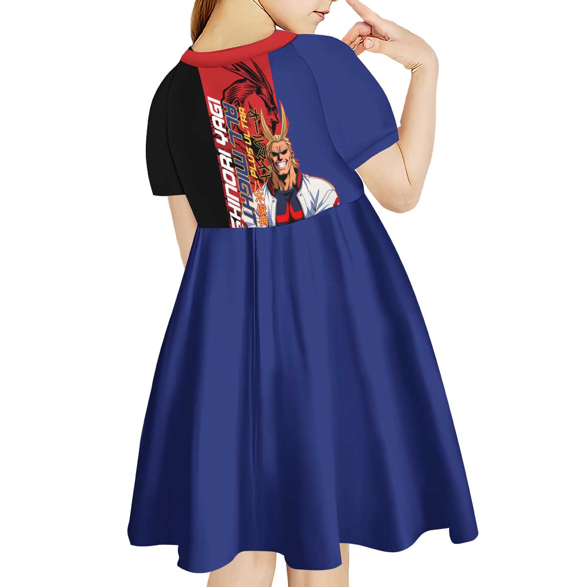 All Might My Hero Academia Kid Short Sleeve Dress Red and Blue Theme - The Mazicc