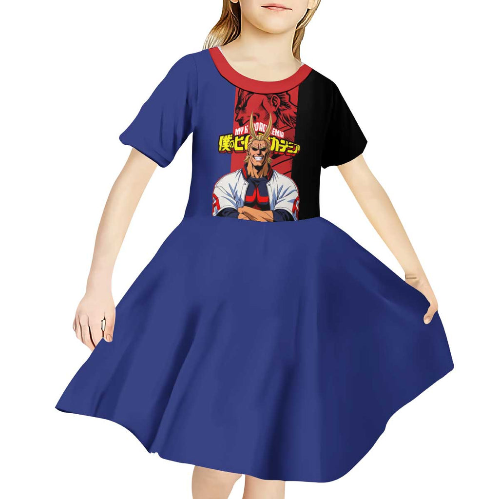 All Might My Hero Academia Kid Short Sleeve Dress Red and Blue Theme - The Mazicc