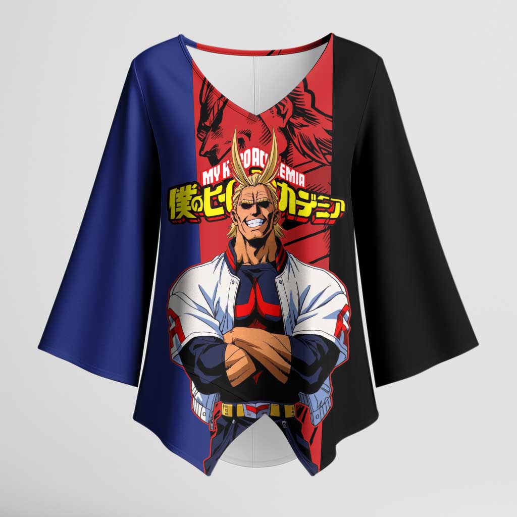 All Might My Hero Academia Kimono Sleeve Blouse Red and Blue Theme - The Mazicc