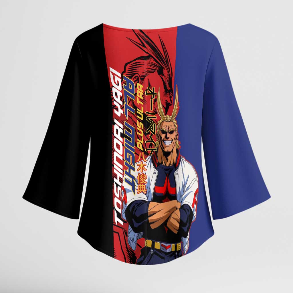 All Might My Hero Academia Kimono Sleeve Blouse Red and Blue Theme - The Mazicc