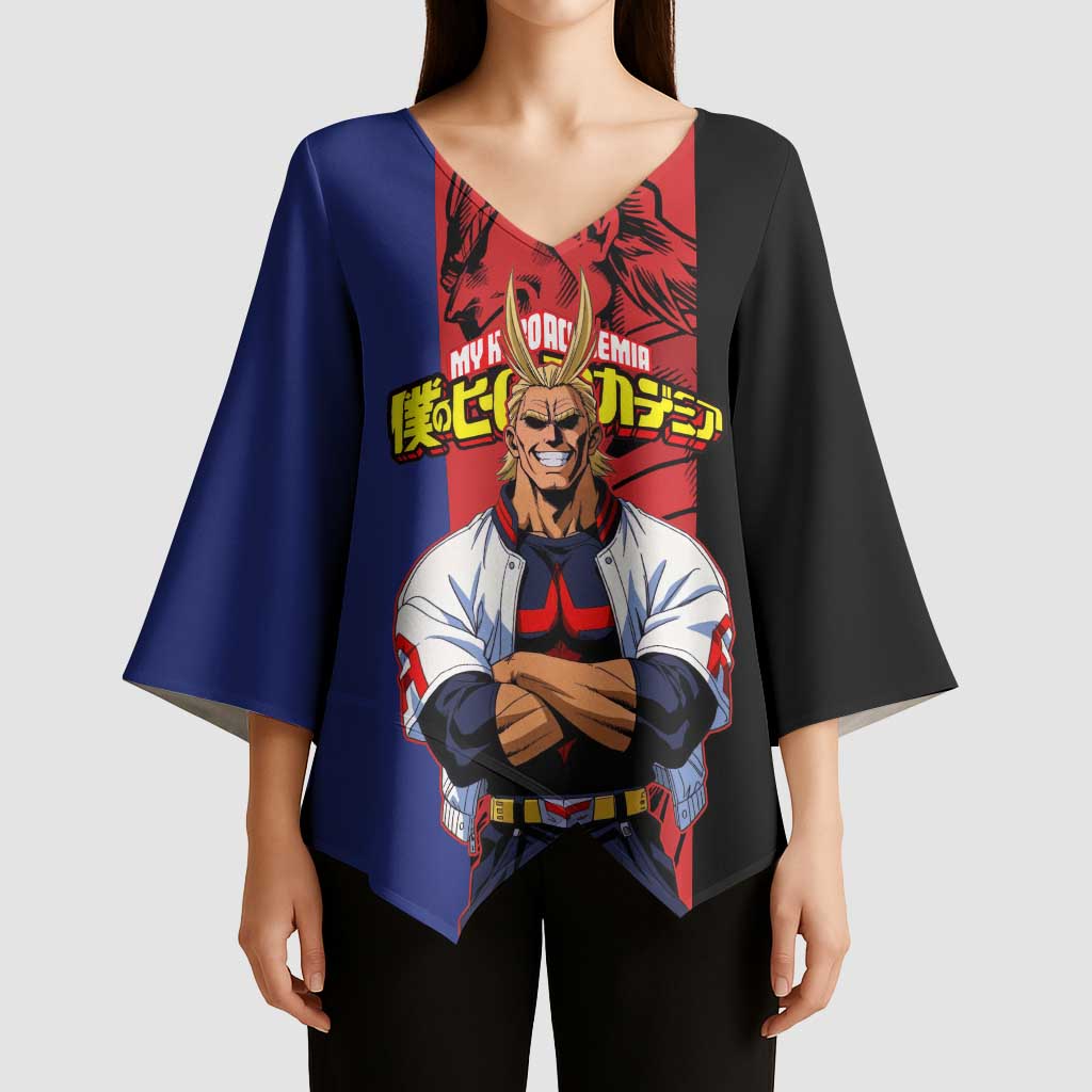 All Might My Hero Academia Kimono Sleeve Blouse Red and Blue Theme - The Mazicc